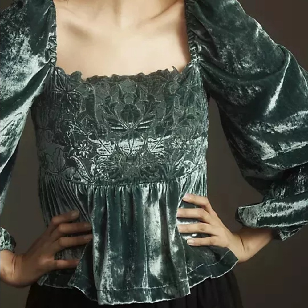 Elegant Velvet Green Top